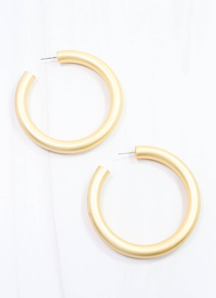 Caroline Hill - Chantell Hoop Earring Matte Gold: Default