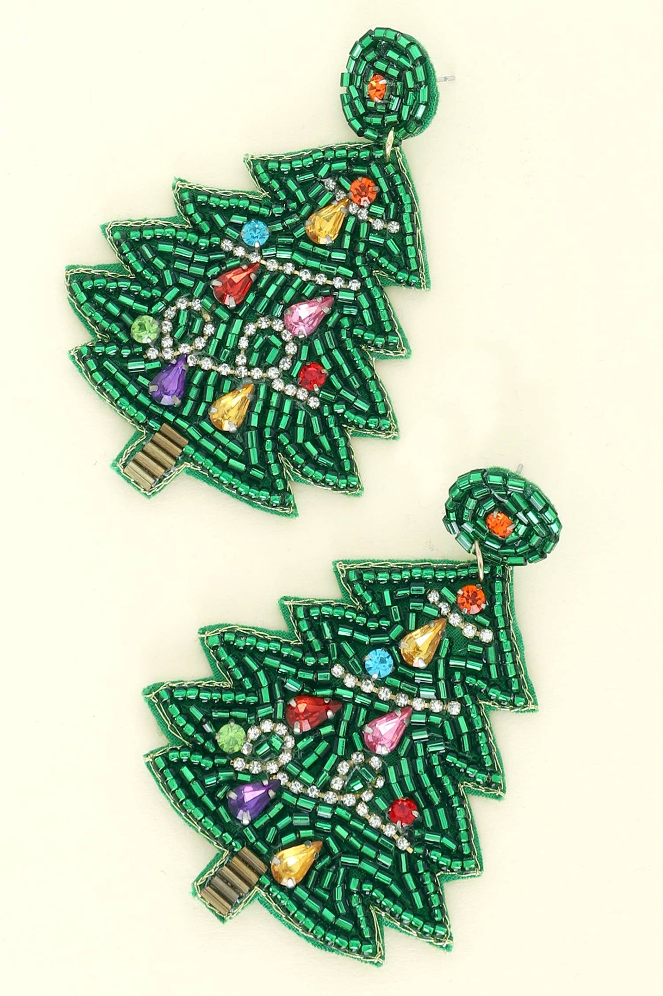 Sophia Collection - Beaded Christmas Tree Dangle Earrings