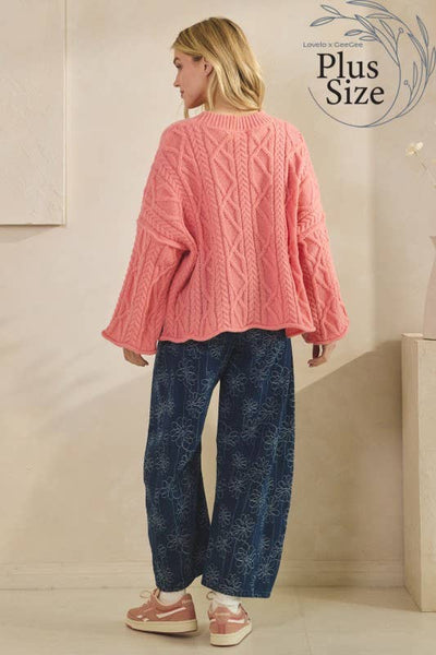 GeeGee x Lovelo - Plus Oversize Pullover OT51980PL: Dusty Pink / 2XL