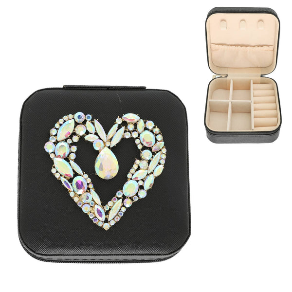 Sophia Collection - Heart Jeweled Jewelry Box : Fuchsia
