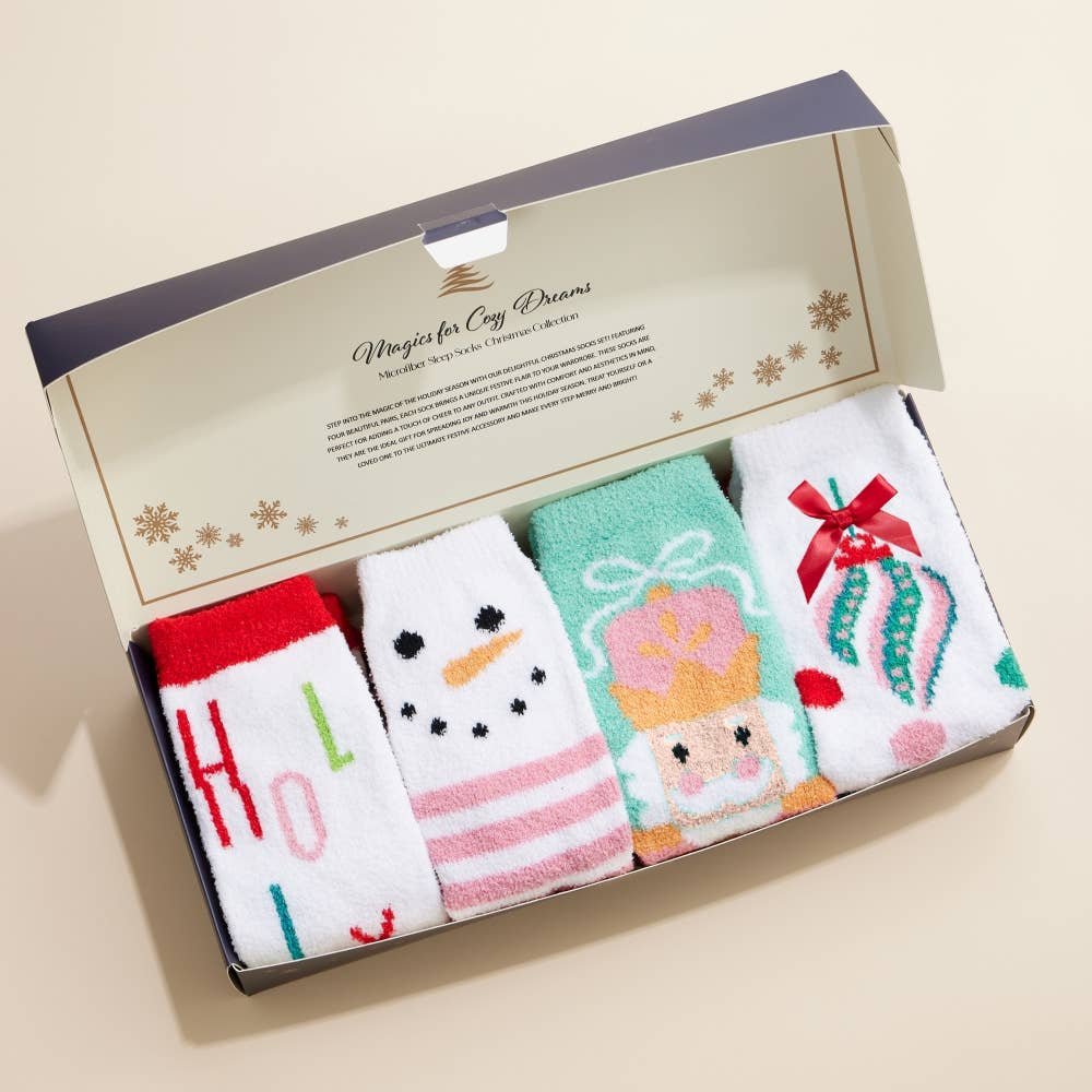 Lilla Haven - Christmas Fuzzy Socks Assorted Pack of 4: Assorted / One / 4DS98002