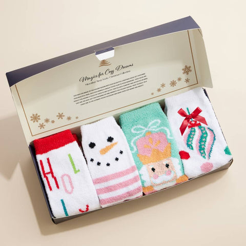 Lilla Haven - Christmas Fuzzy Socks Assorted Pack of 4: Assorted / One / 4DS98002
