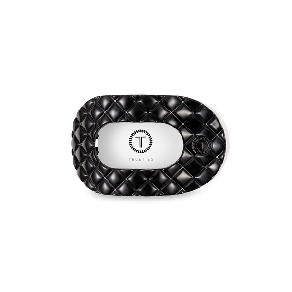 TELETIES - Flat Round Hair Clip | Small | Jet Black Quilted