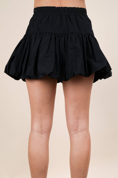 VERY J - NS50136-Bubble Mini Skirt with Inner Shorts: IVORY / S-M-L/2-2-2