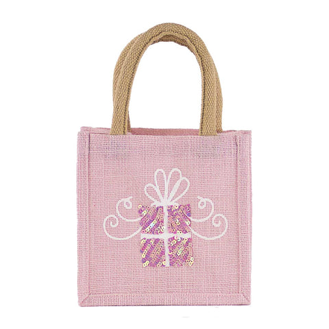 The Royal Standard - Glitzy Present Petite Gift Tote   Light Pink/White   7x7x5