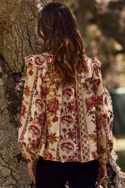 Oddi - Floral Printed Peasant Blouse: Garden Party / M