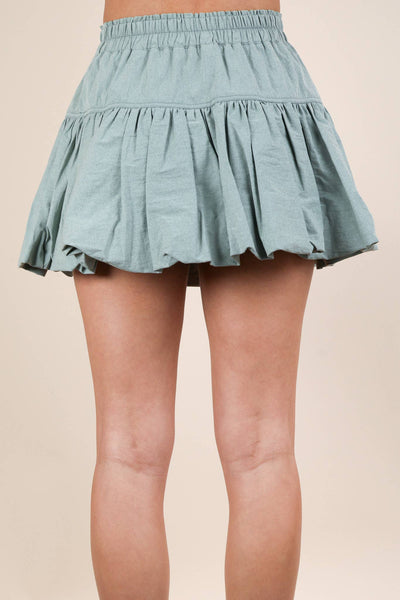 VERY J - NS50136-Bubble Mini Skirt with Inner Shorts: IVORY / S-M-L/2-2-2