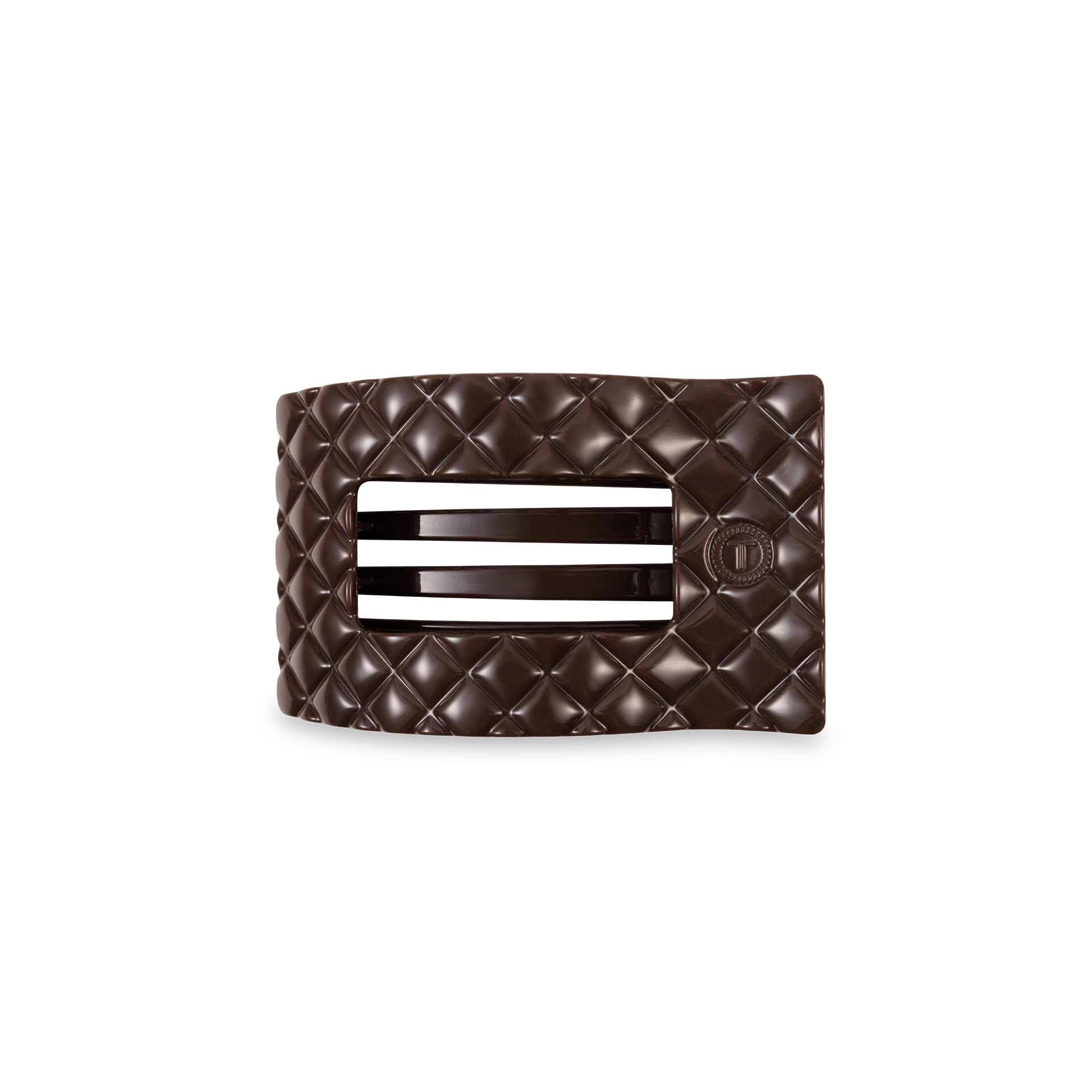 TELETIES - Flat Rectangle Hair Clip | Small | Truly Taupe Quilted