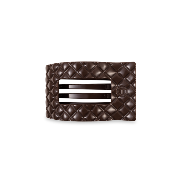 TELETIES - Flat Rectangle Hair Clip | Small | Truly Taupe Quilted