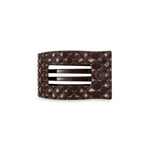 TELETIES - Flat Rectangle Hair Clip | Small | Truly Taupe Quilted