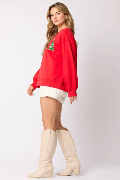 Fantastic Fawn - Christmas Tree Sequins Sweatshirt