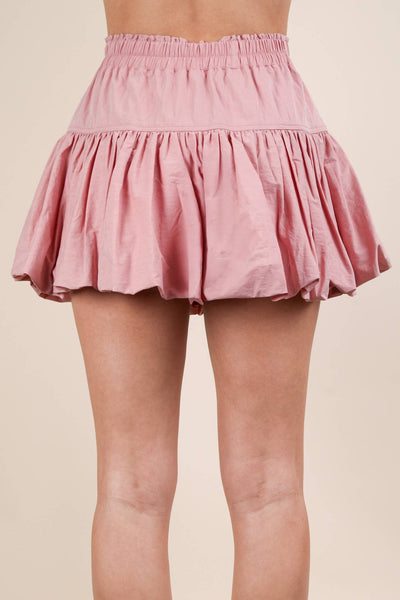 VERY J - NS50136-Bubble Mini Skirt with Inner Shorts: IVORY / S-M-L/2-2-2