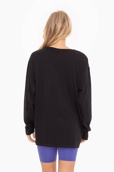 Mono B - Organic Cotton Long Sleeve Boyfriend Tee: BLACK / S:M:L (2:2:2)