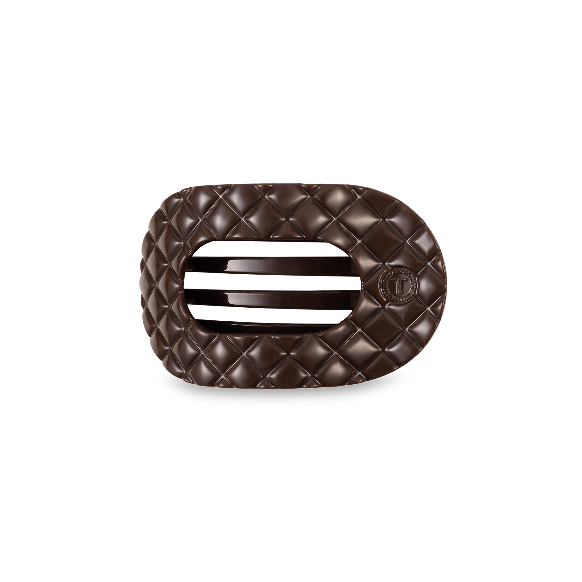TELETIES - Flat Round Hair Clip | Small | Truly Taupe Quilted