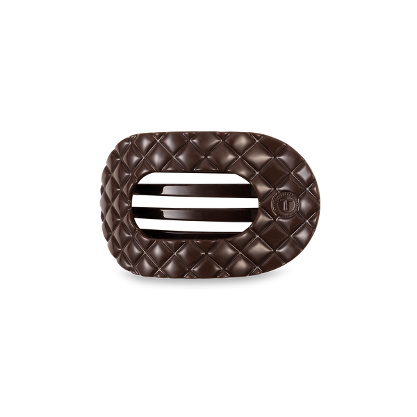 TELETIES - Flat Round Hair Clip | Small | Truly Taupe Quilted