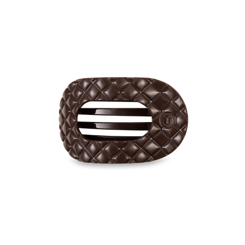 TELETIES - Flat Round Hair Clip | Small | Truly Taupe Quilted