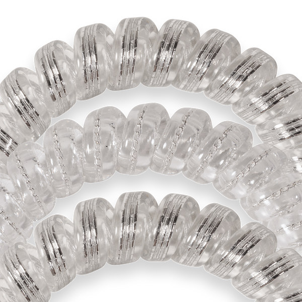 TELETIES - Spiral Hair Coils | Large | Silver Slay Hair Ties