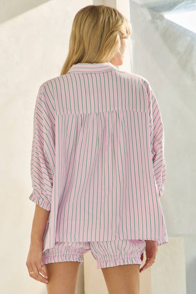 Oddi - Striped Button Down Oversized Shirts: Blue Stripe / S