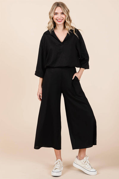 GeeGee Clothing - Sheer Linen Loose Fit Shirt: WT61330: Black / L