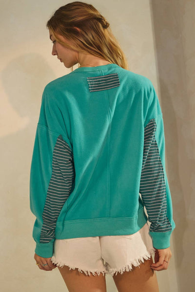 Oddi - Polar Fleece Crewneck Sweatshirt: Aqua Blue / M