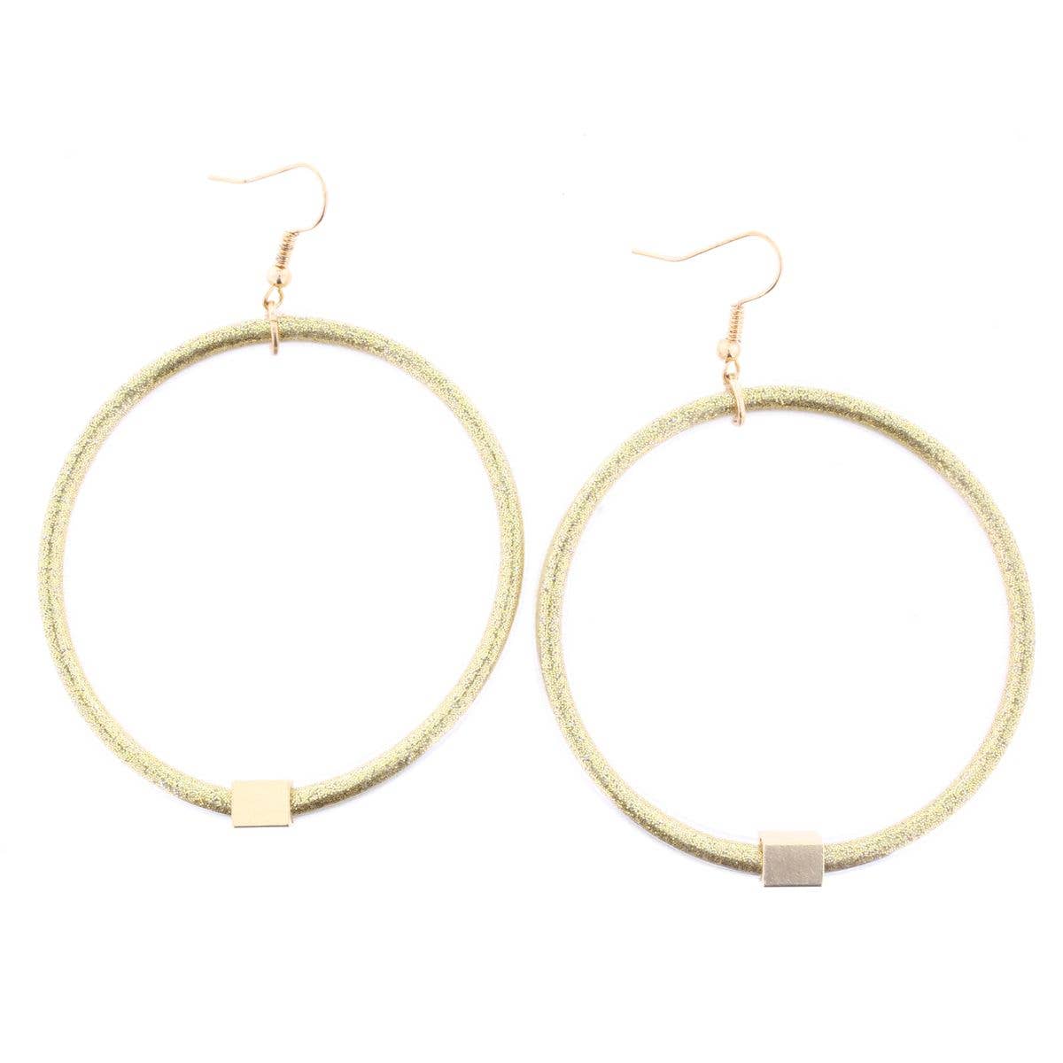 Jane Marie - Gold Glitter with Gold Station Hoop Earring