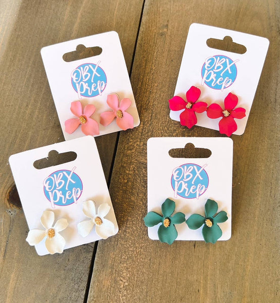 OBX Prep - Orchid Floral Stud Earrings: Fuschia