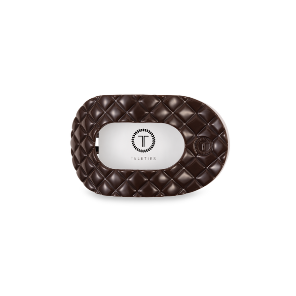 TELETIES - Flat Round Hair Clip | Small | Truly Taupe Quilted