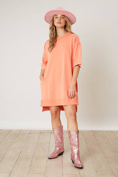 Fantastic Fawn - French Terry Tunic Dress: BLUE / L
