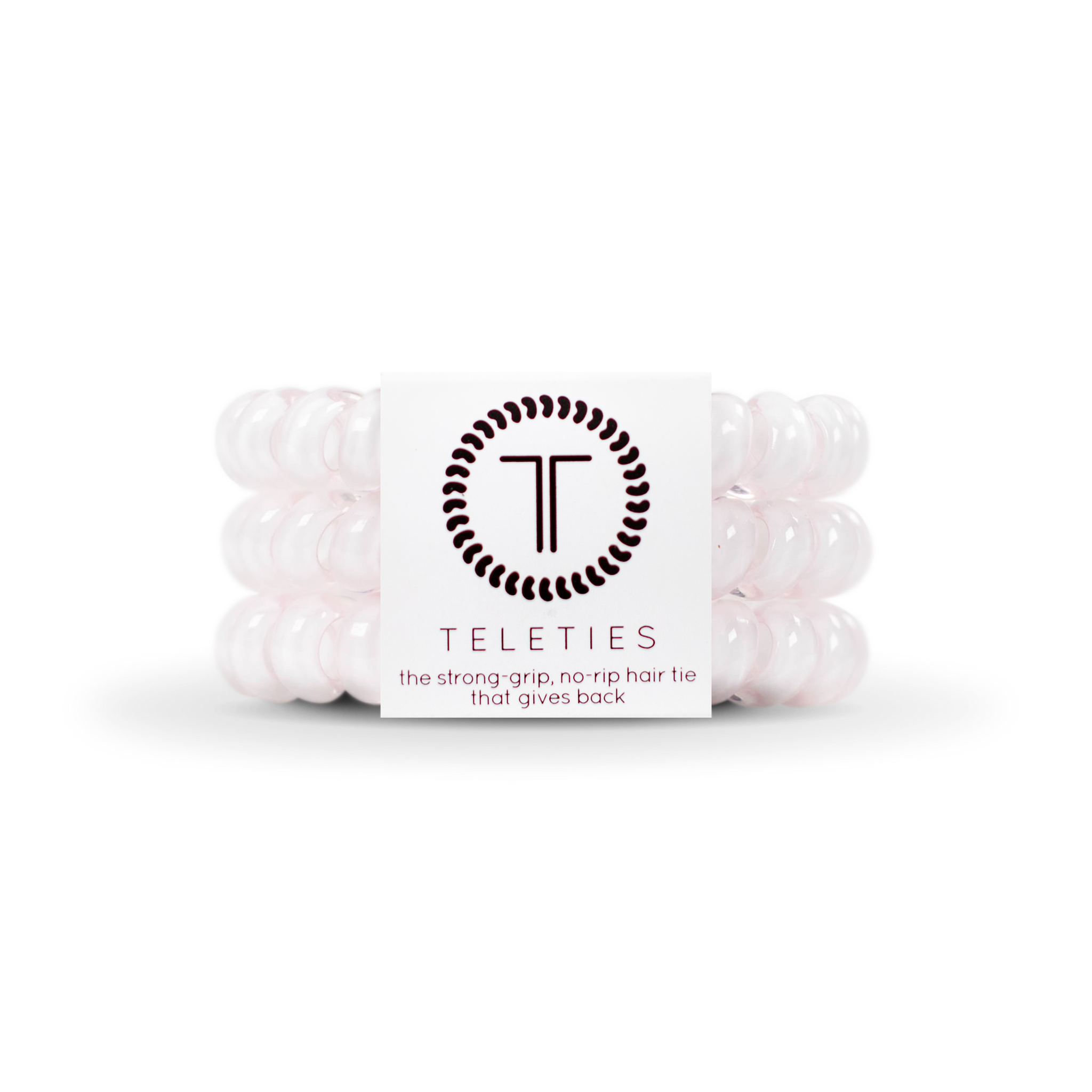 TELETIES - Spiral Hair Coils | Large | Rose Water Pink Hair Ties