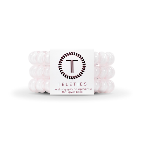 TELETIES - Spiral Hair Coils | Large | Rose Water Pink Hair Ties