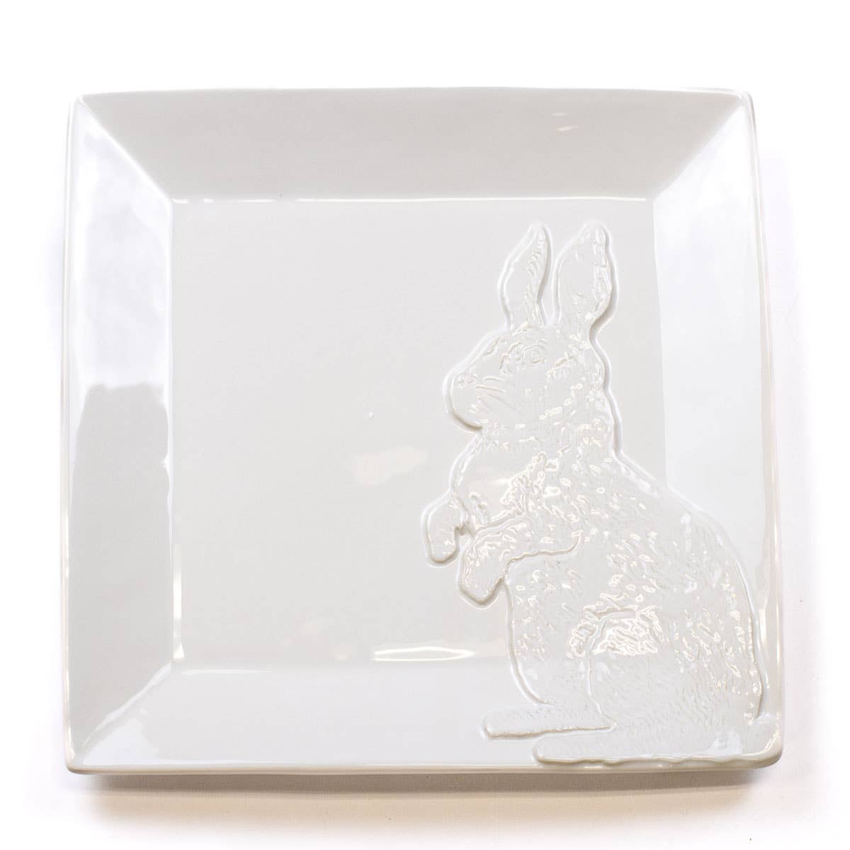 The Royal Standard - June Bunny Embossed Platter   White   11.5x11.5