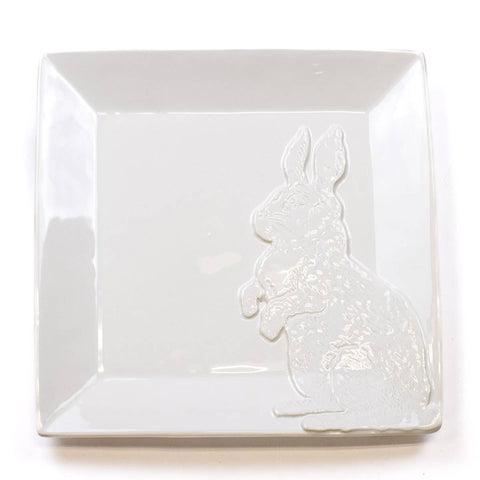 The Royal Standard - June Bunny Embossed Platter   White   11.5x11.5