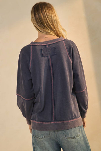 Oddi - Acid Washed Long Sleeve Sweatshirts: Washed Navy / S