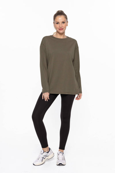 Mono B - Organic Cotton Long Sleeve Boyfriend Tee: HEATHER GREY / S:M:L (2:2:2)