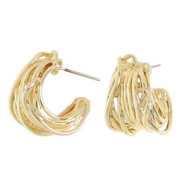 Sophia Collection - Polished Twist Hoop Post Earrings