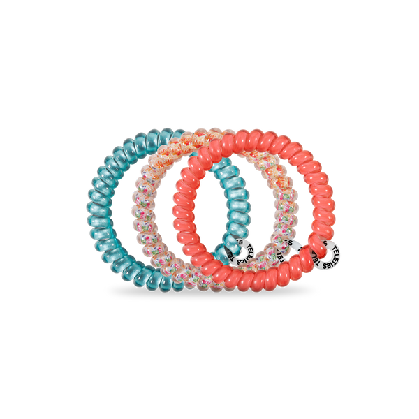 TELETIES - Spiral Hair Coils | Small | Coral Craze Hair Ties