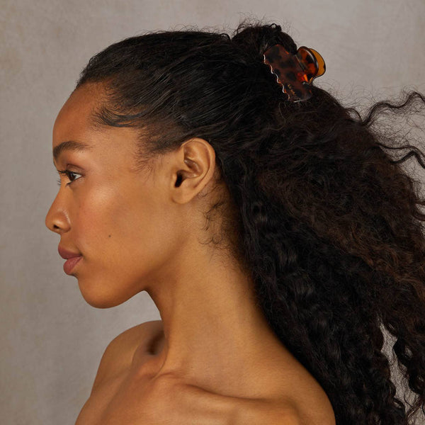 KITSCH - Recycled Plastic Medium Puffy Claw Clips 2pc Set- Black/Tort