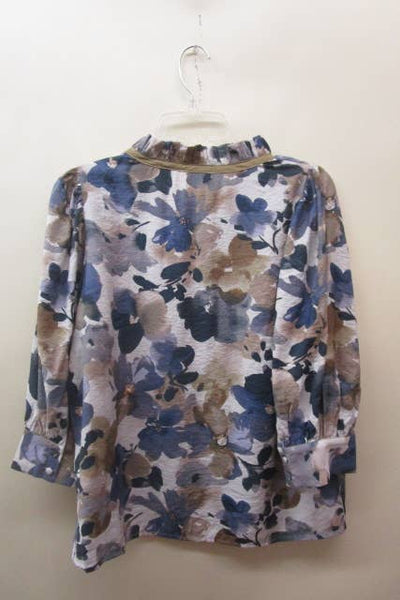 Oddi - Plus Crinkled Floral Printed Blouse: Cranberry / Plus Size / 2XL