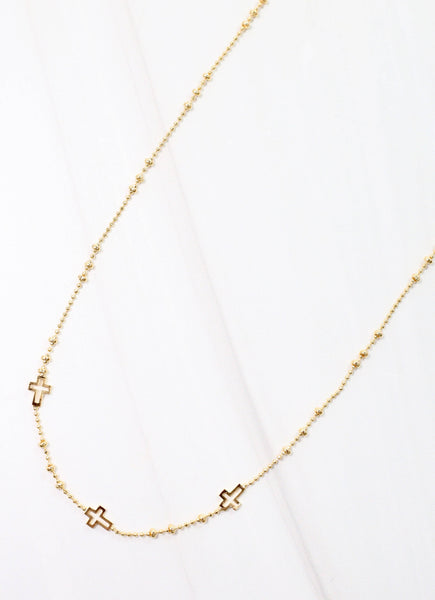 Caroline Hill - Lloyd Cross Necklace Gold: Default