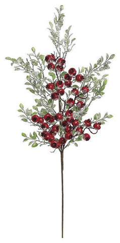 Select Artificials, Inc. - Snowy Crabapple & Tea Leaf, Spray, 28", Red