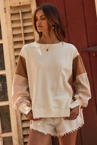 Oddi - Color Block Oversized Pullover
: Ivory Multi / M