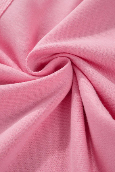 66DISCO - Plus Size Striped Patchwork V Neck Sweatshirt: Pink / Plus Size / 1X