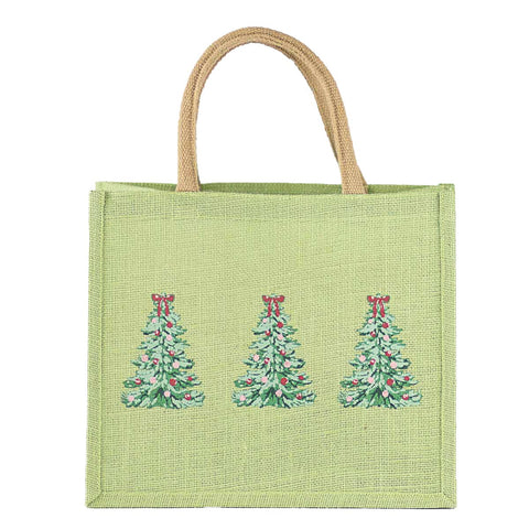 The Royal Standard - Noelle Tree Trio Gift Tote   Light Green/Multi   12x10x8