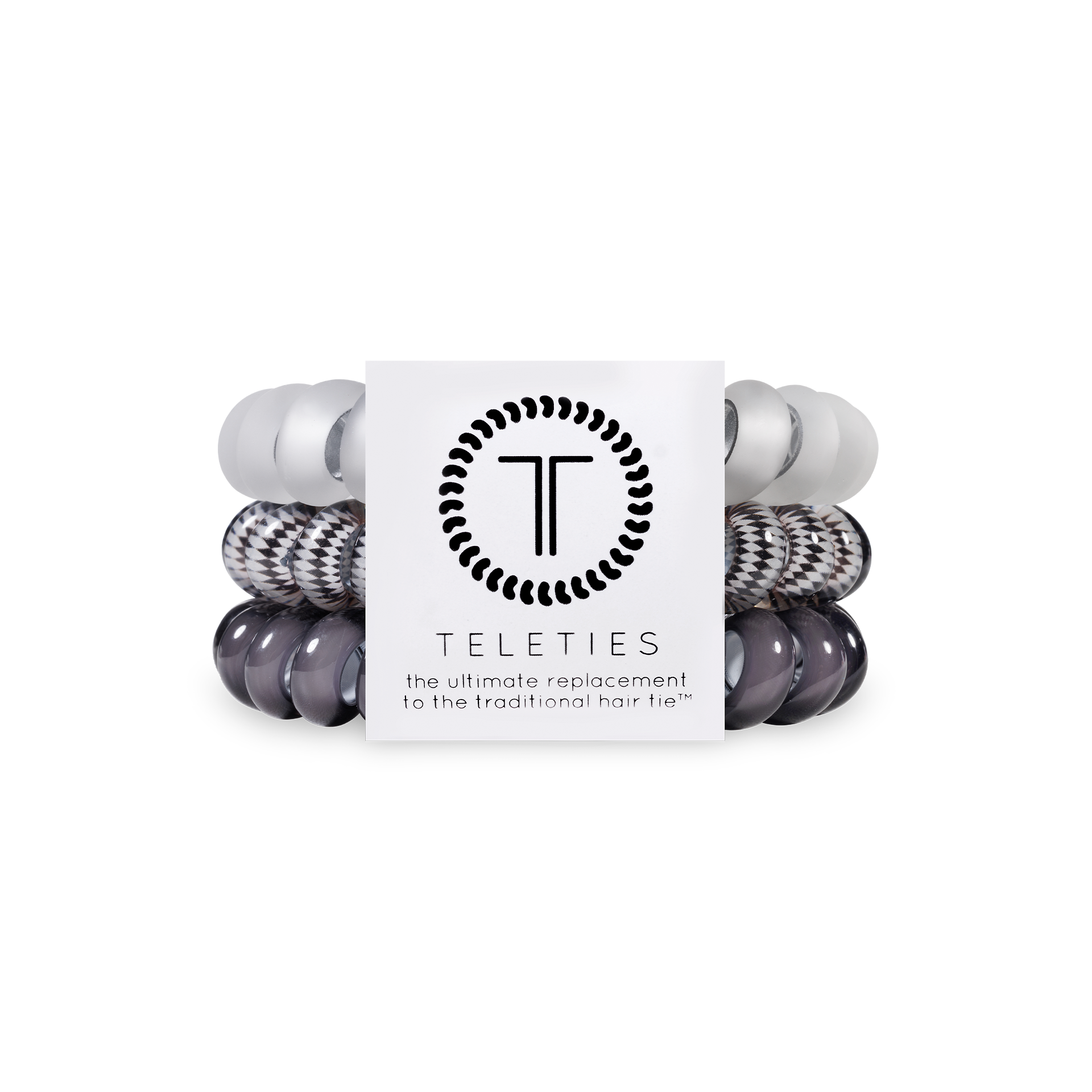 TELETIES - Spiral Hair Coils | Large | Silver Flames Hair Ties