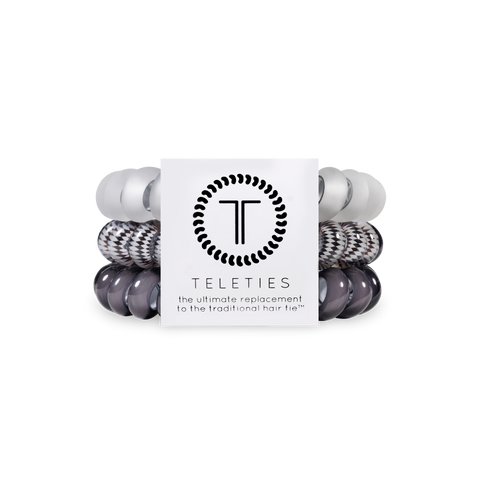TELETIES - Spiral Hair Coils | Large | Silver Flames Hair Ties