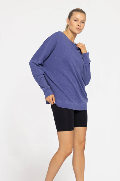 Mono B - Waffle Ribbed Roundneck Pullover: DARK BASIL / S:M:L (2:2:2)