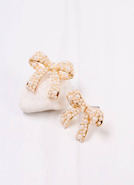 Caroline Hill - Paige Pearl Bow Earring GOLD: Default