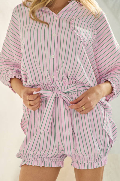 Oddi - Striped Button Down Oversized Shirts: Blue Stripe / S