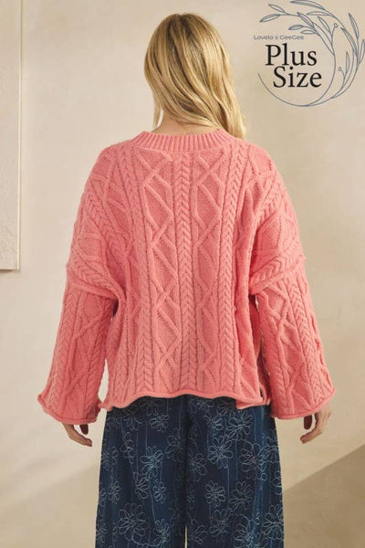 GeeGee x Lovelo - Plus Oversize Pullover OT51980PL: Dusty Pink / 2XL