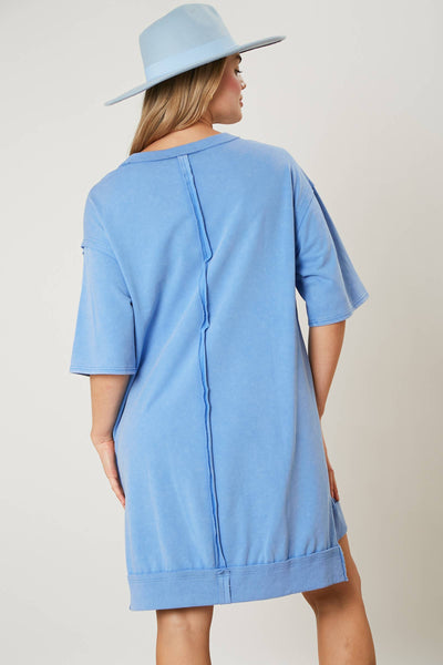 Fantastic Fawn - French Terry Tunic Dress: BLUE / M